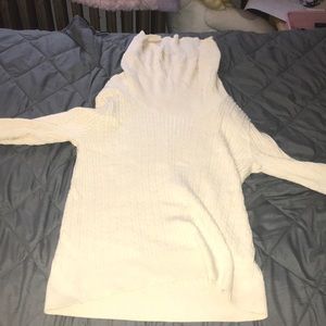 Cream turtleneck long sleeve dress